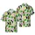 Cat Lover Hawaiian Black Cat Tiki Palm Hibiscus White Mosaic Sublimation Design Short-sleeve Hawaiian Shirt - 1