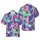 Uncle Sam Monkey Riding Teal Dino US Flag Hawaiian Red Blue Botanical Print Short-sleeve Hawaiian Shirt - 1