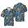 Hawaiian Orange Yellow Hibiscus Red-Center Tiki Mask Totem Tropical Leaf Mosaic Design Short-sleeve Hawaiian Shirt - 1
