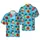 Santa Claus Surfing Tropical Island Poses Red Hibiscus Palm Blue Mosaic Short-sleeve Hawaiian Shirt - 1