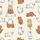 Cat Lovers' Whimsical Sweet Cartoon Cats Playful Scattered Repeating Cream Pattern Satin Pajamas Set - 9