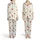 Cat Lovers' Whimsical Sweet Cartoon Cats Playful Scattered Repeating Cream Pattern Satin Pajamas Set - 1