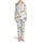 Animal Lovers' Playful Golden Yellow Leopard Pastel Pink & Deep Royal Blue Botanical Pattern Satin Pajamas Set - 2