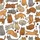 Cat Lovers' Whimsical Hand-Drawn Cartoon Cats Seamless Pattern: Ginger Orange, Caramel, Grey on Bright White Satin Pajamas Set - 9