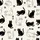 Cat Lovers' Whimsical Black Cat Silhouette & Outline Seamless Pattern with Yarn Balls on Creamy Off-White Satin Pajamas Set - 9