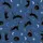 Black Cats: Deep Cerulean, White Outlines, Falling Pouncing Curled, Moons & Starbursts Satin Pajamas Set - 9