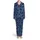 Black Cats: Deep Cerulean, White Outlines, Falling Pouncing Curled, Moons & Starbursts Satin Pajamas Set - 2