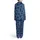 Black Cats: Deep Cerulean, White Outlines, Falling Pouncing Curled, Moons & Starbursts Satin Pajamas Set - 3