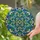 Art Lovers' Intricate Stained Glass Geometric Sapphire Emerald Golden Triangular Mosaic Pattern Stained Glass Suncatcher - 77svse1Za-