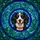 Dog Lovers' Vivid Tiffany Stained Glass Floppy Ear Dog Portrait Royal Blue Frame Swirling Blue-Green Mosaic Stained Glass Suncatcher - 8