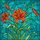 Stained Glass Art Lovers' Tiffany Style Fiery Orange-Red Lily Teal-Turquoise Mosaic Pattern Stained Glass Suncatcher - 8