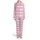 Nostalgic Feminine Rose Bud Patchwork: Fuchsia Pink Stripe Floral Polka Dot Loungewear Satin Pajamas Set - 2