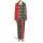 Christmas Celebration Deep Green Red White Leaping Reindeer Snowflake Holly Pine Motif Satin Pajamas Set - 2