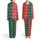 Christmas Celebration Deep Green Red White Leaping Reindeer Snowflake Holly Pine Motif Satin Pajamas Set - 1