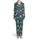 Deep Teal Christmas Polka Dot Pajamas Socks Santa Hats Snowflakes Star Lights Pattern Satin Pajamas Set - 2