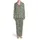 Muted Olive Green Off-White Irregular Dot Cream Terracotta Blob Stylized Star Design Satin Pajamas Set - 2