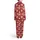 Christmas Red Snowflakes Muscular Torso Peach Tan Skin Red Tie Gold Buckle Print Satin Pajamas Set - 3
