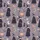 Witches & Autumn Flora Lavender Pattern: Robes, Broomsticks, Black Cat Silhouettes Satin Pajamas Set - 9