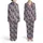 Witches & Autumn Flora Lavender Pattern: Robes, Broomsticks, Black Cat Silhouettes Satin Pajamas Set - 1