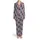 Witches & Autumn Flora Lavender Pattern: Robes, Broomsticks, Black Cat Silhouettes Satin Pajamas Set - 2