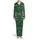 Santa Claus Bass Fish 'MERRY FISHMAS' Design - Dark Forest Green Snowflakes & Fish Hooks Pattern Satin Pajamas Set - 2