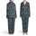 Hand-Drawn Block-Print Stylized Pastel Blue Bell Flowers Sage Green Leaves Indigo Pattern Satin Pajamas Set - 1