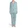 Light Blue Pajama Bottoms with Peach Cuffs, Dark Grey Sleepy Eyes, Moon & Hot Cocoa Mugs Satin Pajamas Set - 2