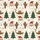 Red Green Brown White Santa Claus Tree Saguaro Cowboy Hat Candy Cane Snowflake Pattern Satin Pajamas Set - 9