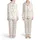Women's Pale Cream Champagne Glass Sleep Mask Star Light Pink Lavender Line Art Pattern Satin Pajamas Set - 1