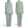 Seamless Botanical Pattern: Flat White Stylized Leaves Stems Blossoms Sage Green Satin Pajamas Set - 1