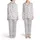 Hand-Sketched Rose Blossom Pattern: Off-White Field, Charcoal Outlines, Blush Pink Petals Satin Pajamas Set - 1