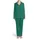 Emerald Green Background Stylized White Leaf Tiny Abstract Floral Repeating Textile Pattern Satin Pajamas Set - 2