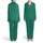 Emerald Green Background Stylized White Leaf Tiny Abstract Floral Repeating Textile Pattern Satin Pajamas Set - 1