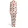 Unisex Creamy White Scattered Deep Red Bows Gold-Tan Reindeer Thin Outlines Holly Stars Satin Pajamas Set - 2