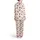Unisex Creamy White Scattered Deep Red Bows Gold-Tan Reindeer Thin Outlines Holly Stars Satin Pajamas Set - 3