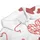 Red Heart Pattern: Mixed Shapes Stripes Dots Scribbles on White Textile Ground Men's Polo Shirt (Lightweight) - -ZaSwpO0Cs