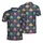 Flying Saucer Cat Light Beam Pattern Navy Polka Dot Multi-Color Stars Textile Print Men's Polo Shirt (Lightweight) - cNrLug8TJn
