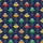Flying Saucer Cat Light Beam Pattern Navy Polka Dot Multi-Color Stars Textile Print Men's Polo Shirt (Lightweight) - 5