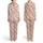 Women's Cozy Muted Pink Gingerbread Sleep Set: Festive Cookie, Holly & Candy Cane Print Satin Pajamas Set - 1