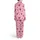 Ladies Personalized Pastel Rose Pink Vertical Stripe All-Over Heart Print Long Jersey Sleep Set Satin Pajamas Set - 3