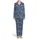 Hanukkah Indigo Blue Menorah Gold Star Dreidel Floral Pattern Happy Hanukkah Text Satin Pajamas Set - 2