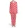 Dog Lover All-Over Red White Circular Polka Dot Dog Paw Pattern Design Satin Pajamas Set - 2