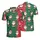 Christmas Cheering Santas Pattern: Red Green Mosaic, Yellow Stars, High Contrast Men's Polo Shirt (Lightweight) - 1
