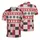 Red White Black Reindeer Starburst Snowflakes Sporty Geometric Mosaic Tile Design Men's Polo Shirt (Lightweight) - 1