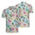 Pink Flamingo Mardi Gras Mask Saxophone Swirling Foliage Confetti Dot Fabric Print Men's Polo Shirt (Lightweight) - 1