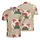 Deep Red Lotus Pointed Leaf Cream Cloud Dark Fern Beige Wave Arc Mosaic Fabric Print Men's Polo Shirt (Lightweight) - 1