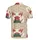 Deep Red Lotus Pointed Leaf Cream Cloud Dark Fern Beige Wave Arc Mosaic Fabric Print Men's Polo Shirt (Lightweight) - 3