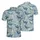 Humpback Orca Sperm Blue Whale Watercolor Aquatic Plant Mosaic Fabric Print in Teal Grey Beige Men's Polo Shirt (Lightweight) - 1