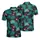 Seamless Edge-to-Edge Black Cat Golden Eye Tropical Leaf Hibiscus Fabric Print Teal Aqua Pink Men's Polo Shirt (Lightweight) - 1