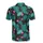 Seamless Edge-to-Edge Black Cat Golden Eye Tropical Leaf Hibiscus Fabric Print Teal Aqua Pink Men's Polo Shirt (Lightweight) - 3